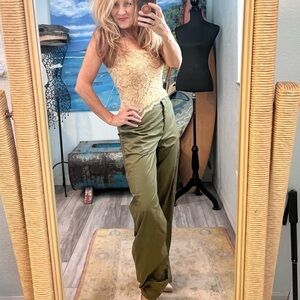 Byblos,Italian Lux 100% Cotton Wide-Leg Trousers Luxury Chic Pants,Size IT42 US6